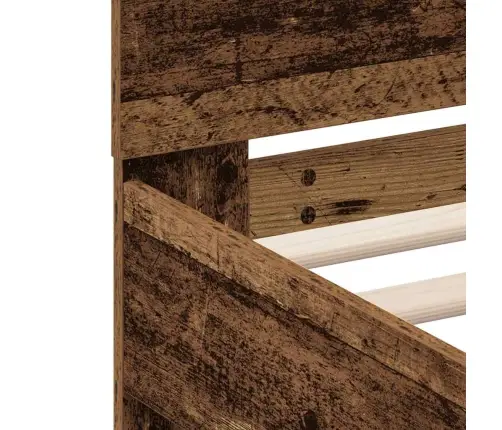 Gultas Rāmjis Ar Led Gaismām Vecs Koks 90X200 Cm Inženierkoks Vidaxl