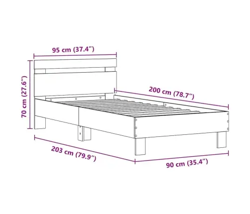 Voodi Raam Käsitöötamm 90 X 200 Cm Tehispuit
