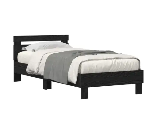 Lovos Rėmas Su Led Juodas Ąžuolas 90 X 200 Cm Apdirbta Mediena