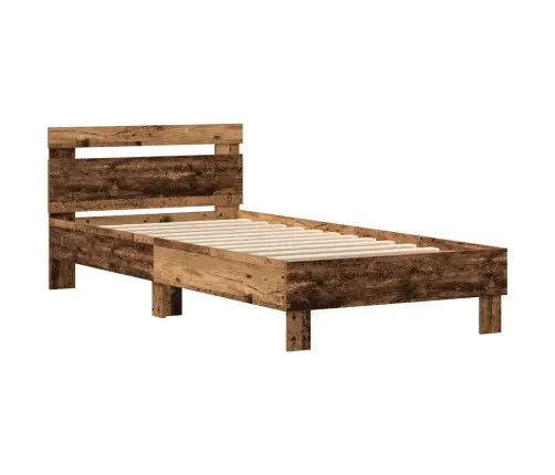 Gultas Rāmis Bez Matrača Ar Led Gaismām Vecs Koks 90X190 Cm Vidaxl