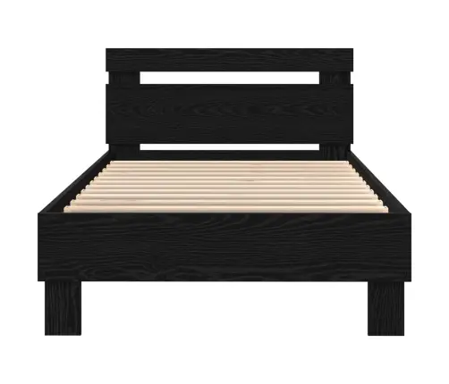 Gultas Rāmis Ar Led Gaismām Melnā Ozola Krāsā 75X190 Cm No Inženierijas Koka Vidaxl