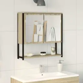 Vannas Istabas Spogulis Ar Plauktu Bēša 60 X 16 X 60 Cm Vidaxl