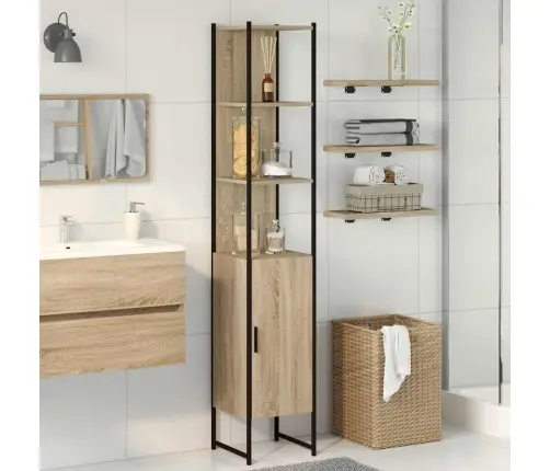 Vonios Spintelė Sonoma 33 X 33 X 185,5 Cm Apdirbta Mediena