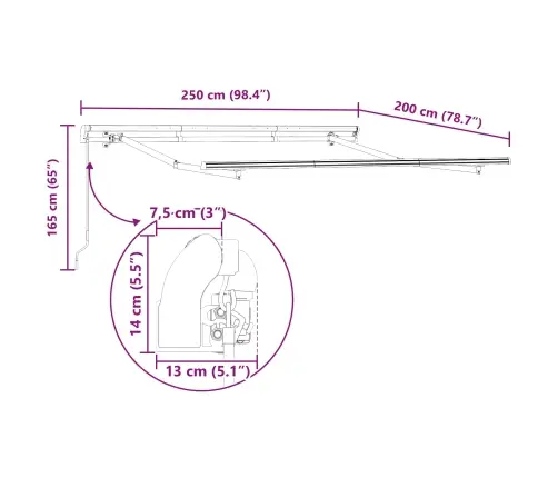 Izvelkams Jumtiņš Antracīts 250 X 200 Cm Vidaxl
