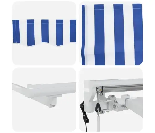 Izvelkams Jumtiņš Zila Un Balta 300 X 200 Cm Vidaxl