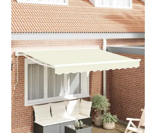 Izvelkams Jumtiņš Krēmkrāsa 300 X 200 Cm Poliesters Un Metāls Vidaxl