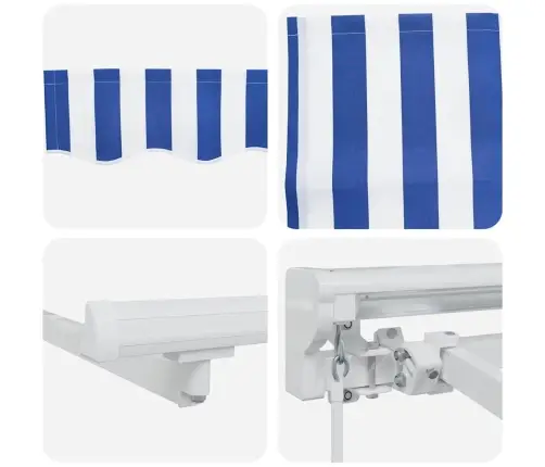Izvelkams Jumtiņš Zila Un Balta 300 X 200 Cm Vidaxl