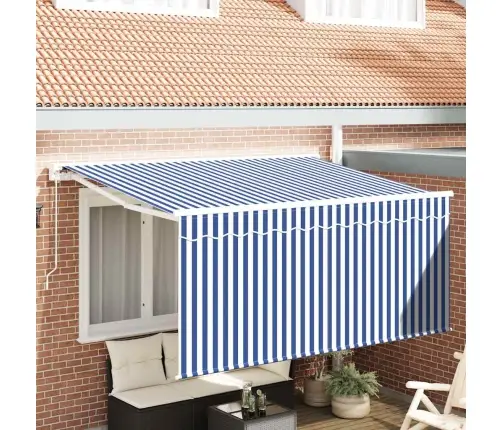 Izvelkams Jumtiņš Zila Un Balta 300 X 200 Cm Vidaxl