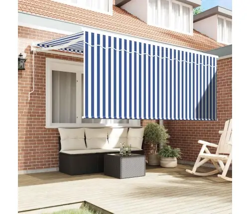 Izvelkams Jumtiņš Zila Un Balta 300 X 200 Cm Vidaxl