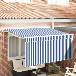 Izvelkams Jumtiņš Zila Un Balta 300 X 200 Cm Vidaxl
