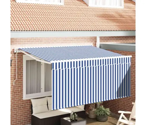 Izvelkams Jumtiņš Zila Un Balta 300 X 200 Cm Vidaxl