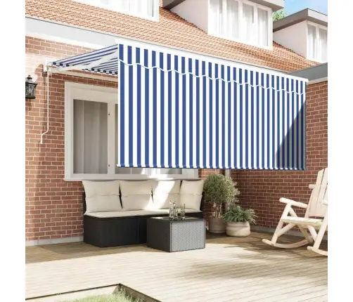 Izvelkams Jumtiņš Zila Un Balta 300 X 200 Cm Vidaxl