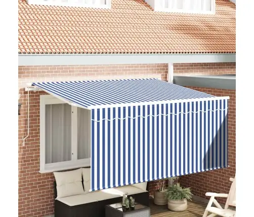 Izvelkams Jumtiņš Zila Un Balta 300 X 200 Cm Vidaxl