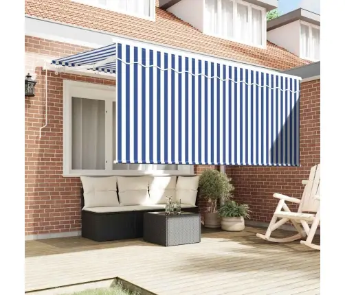 Izvelkams Jumtiņš Zila Un Balta 300 X 200 Cm Vidaxl