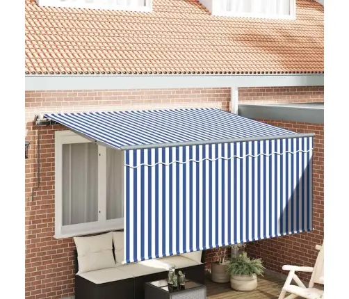 Izvelkams Jumtiņš Zila Un Balta 300 X 200 Cm Vidaxl