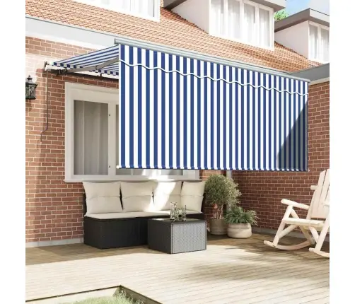 Izvelkams Jumtiņš Zila Un Balta 300 X 200 Cm Vidaxl