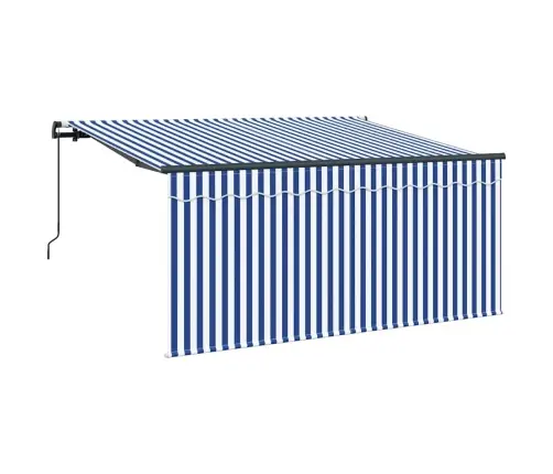 Izvelkams Jumtiņš Zila Un Balta 300 X 200 Cm Vidaxl