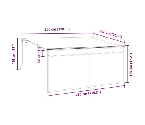 Izvelkams Jumtiņš Zila Un Balta 300 X 200 Cm Vidaxl