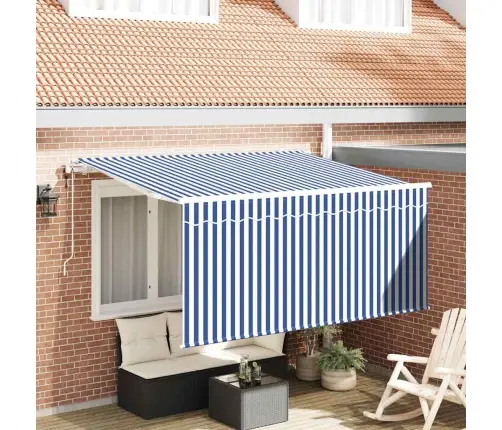 Izvelkams Jumtiņš Zila Un Balta 300 X 200 Cm Vidaxl