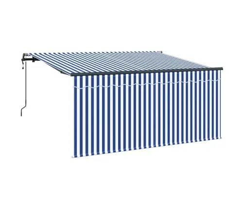 Izvelkams Jumtiņš Zila Un Balta 300 X 200 Cm Vidaxl
