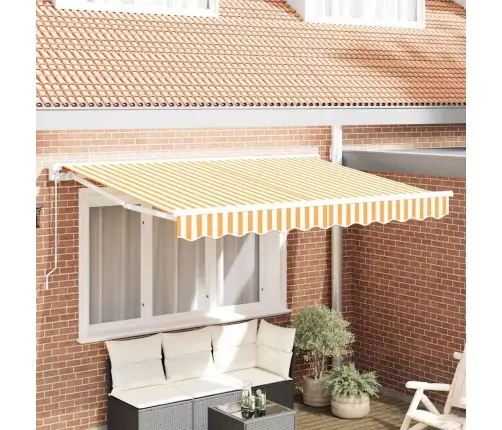 Izvelkams Jumtiņš Dzeltena Un Balta 300 X 200 Cm Vidaxl