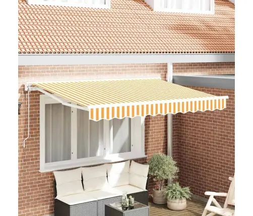 Izvelkams Jumtiņš Dzeltena Un Balta 300 X 200 Cm Vidaxl