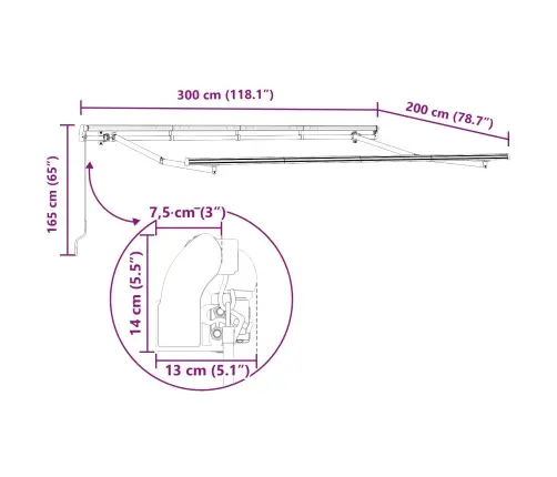 Izvelkams Jumtiņš Antracīts 300 X 200 Cm Audums Vidaxl
