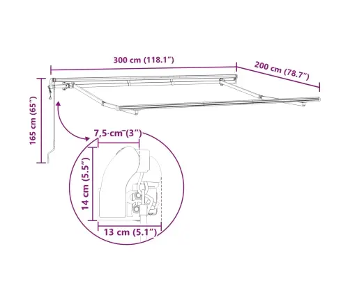 Izvelkams Jumtiņš Antracīts 300 X 200 Cm Audums Vidaxl