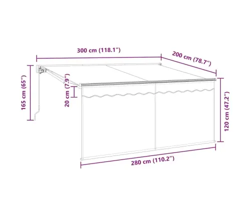 Izvelkams Jumtiņš Antracīts 300 X 200 Cm Audums Vidaxl