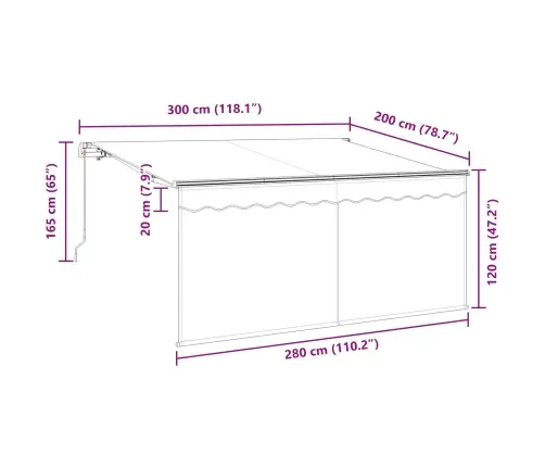 Izvelkams Jumtiņš Antracīts 300 X 200 Cm Audums Vidaxl