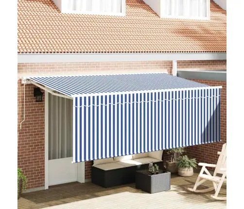 Izvelkams Jumtiņš Zila Un Balta Balta 350 X 200 Cm Vidaxl