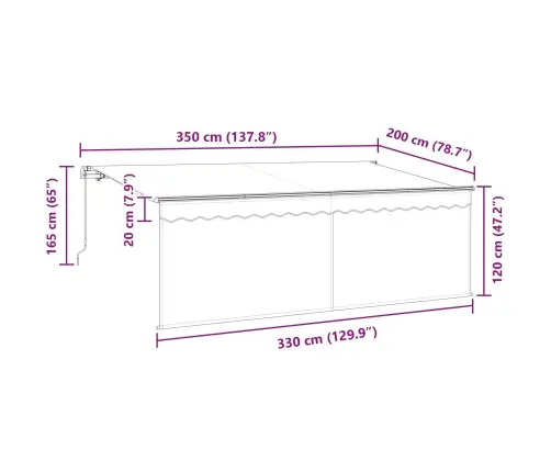 Izvelkams Jumtiņš Zila Un Balta Antracīta 350 X 200 Cm Vidaxl