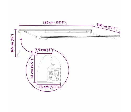 Käigukohandatav Varikatus Oranž 350 X 200 Cm Kangas