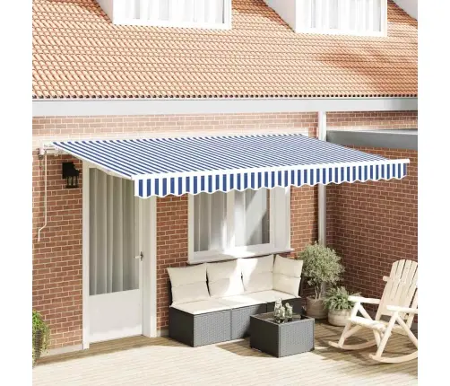 Izvelkams Jumtiņš Zila Un Balta 400X200 Cm 400 X 200 Cm 4 X 2 M Vidaxl