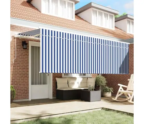 Izvelkams Jumtiņš Zila Un Balta 400 X 200 Cm Vidaxl