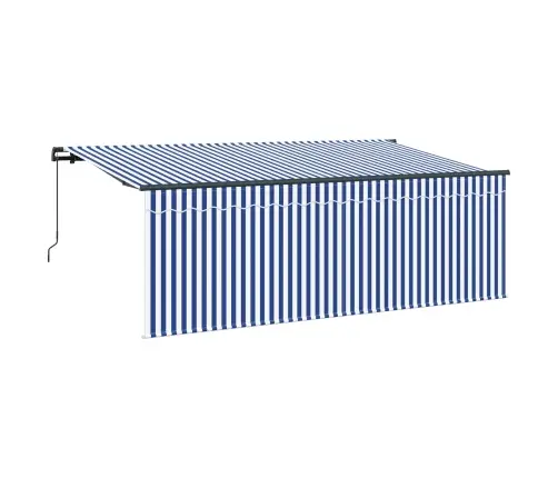 Izvelkams Jumtiņš Zila Un Balta Antracīta 400 X 200 Cm Audums Vidaxl