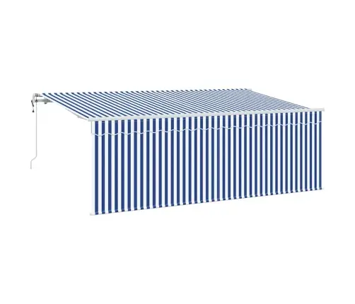 Izvelkams Jumtiņš Zila Un Balta 400 X 200 Cm Metāls & Audums Vidaxl