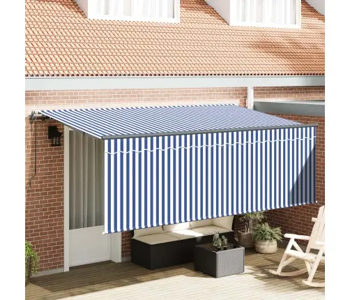 Izvelkams Jumtiņš Zila Un Balta Antracīta 400 X 200 Cm Vidaxl