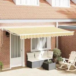 Izvelkams Jumtiņš Dzeltena Un Balta 400X200 Cm Audums Vidaxl