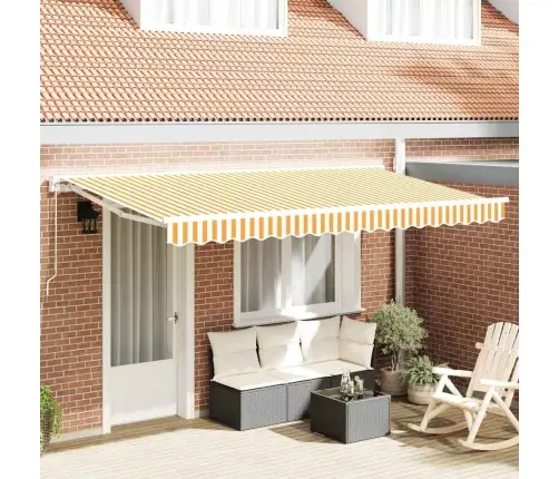 Izvelkams Jumtiņš Dzeltena Un Balta 400X200 Cm Vidaxl