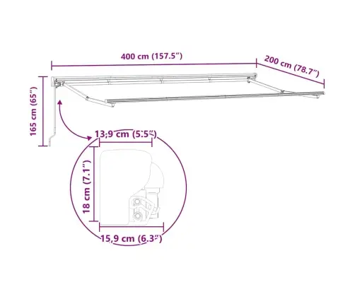 Izvelkams Jumtiņš Jūras Zils 400X200 Cm Vidaxl