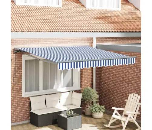 Izvelkams Jumtiņš Zila Un Balta 300X250 Cm Vidaxl