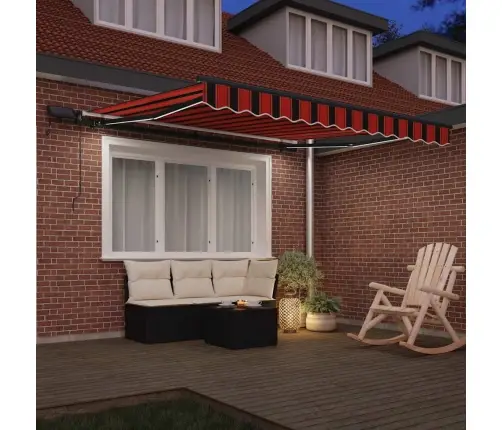 Manuālā Iebīdāmā Nojume Ar Led, Oranžā Un Brūnā, 300X250 Cm Vidaxl