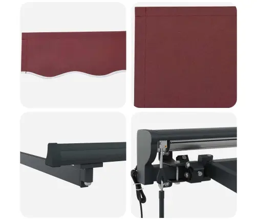 Izvelkams Jumtiņš Burgundijas Sarkanais 300X250 Cm Vidaxl