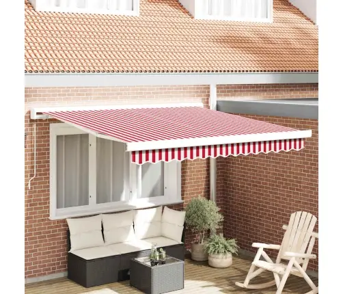 Manuālā Bīdāmā Nojume Sarkana Un Balta Svītra 300X250 Cm Vidaxl