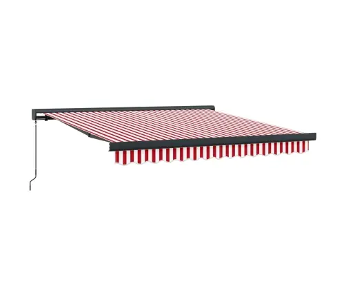 Manuālā Ievilkama Nojume Sarkanā Un Baltā Svītrā 300X250 Cm Vidaxl