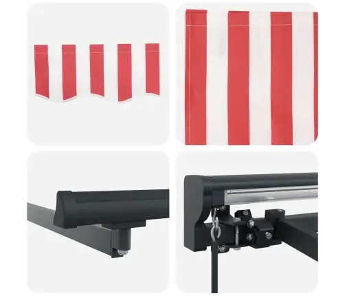Izvelkams Jumtiņš Sarkans Un Balts Svītrojums 300X250 Cm Vidaxl
