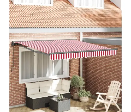 Izvelkams Jumtiņš Sarkans Un Balts Svītrojums 300X250 Cm Metāls Vidaxl