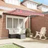 Izvelkams Jumtiņš Sarkans Un Balts Svītrojums 300X250 Cm Metāls Vidaxl