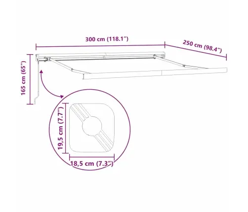 Rokas Iebīdāmā Nojume Daudzkrāsaina Svītra 300X250 Cm Vidaxl